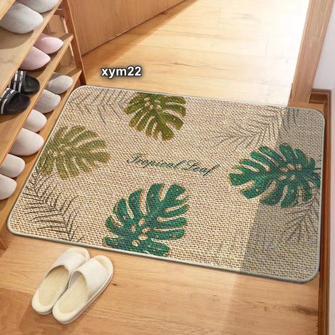 Tapis en lin, paillasson d'entrée, tapis de cuisine antidérapant en caoutchouc, tapis absorbant pour porte de salle de bain - 50 x 80 cm