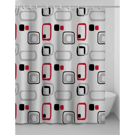Tenda de ducha multicolor en PEVA 180 x 200 cm con ganchos