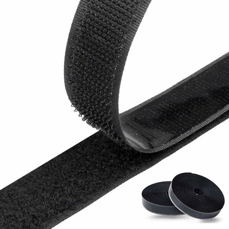 VURAHOME - 8M Bande Agrippantes Adh¨sives Rubans Adh¨sifs Bande Ruban Scratch Autocollant Moustiquaire Hook Loop Rouleau Scratch Autoadh¨sif, pour moustiquaire fenetre, Noir, 8m x 2 (1/5)