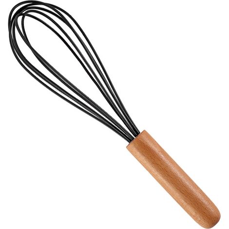 Batteur à œufs manuel en acier inoxydable avec poignée en bois et fil de silicone de 25 cm (10 pouces) (1/5)