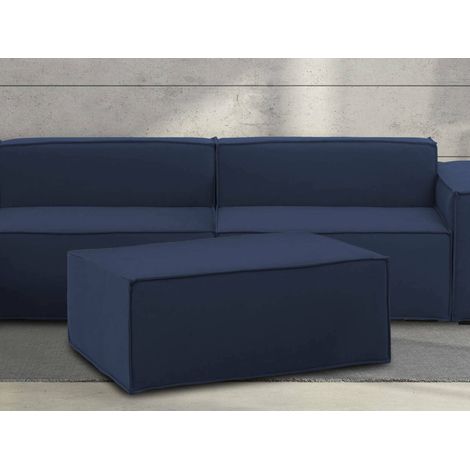 Dmora - Puff Dabdella, Otomana de la sala de estar, 100% Made in Italy, Sillón relax en tela tapizada, Cm 100x70h43, Azul (1/5)