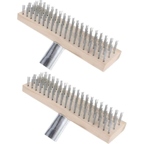 Cepillo de alambre de acero inoxidable, cepillo fregador de suelos de acero resistente para hormigón, removedor de patios, antideslizante, limpieza exterior para garaje. (1/5)