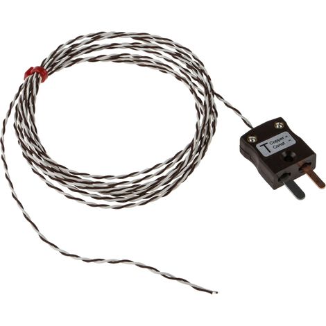 Thermocouple type T Ø 1/0.2mm, L 2m, +260°C max à Fiche mâle miniature ( Prix pour 1 ) (1/3)