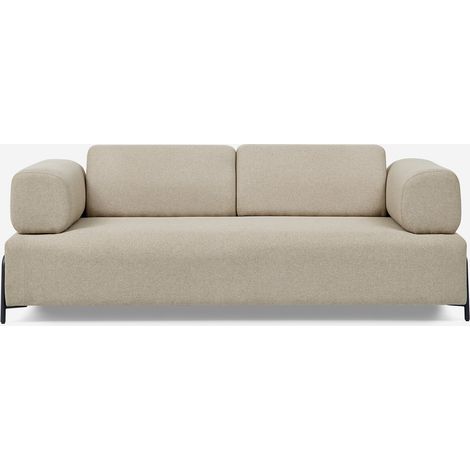 Canapé 3 places design moderne modulable avec tables basses Diadema - Beige (1/5)
