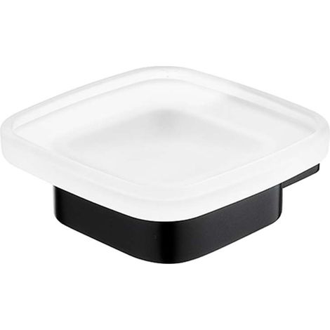 Nimco Kibo - Seifenschale mit Halter, mattiertes Glas/schwarz matt Ki-14059C-90