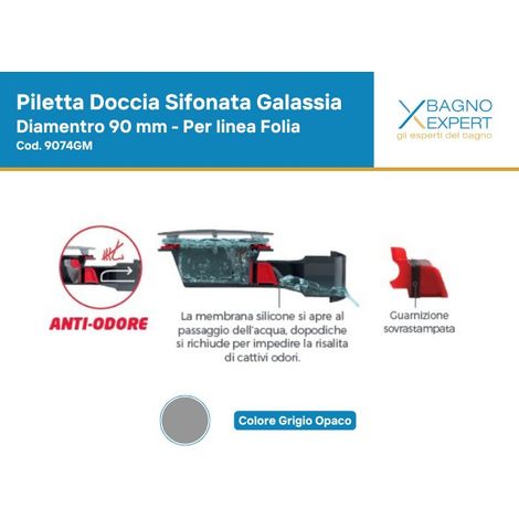 Piletta con sifone per piatto doccia Galassia diametro 90 mm