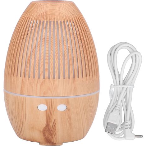 Humidificateur d'arômes USB, diffuseur d'aromathérapie silencieux avec motif bois et 7 couleurs d'éclairage pour le bureau et la chambre, 130 ml (1/5)