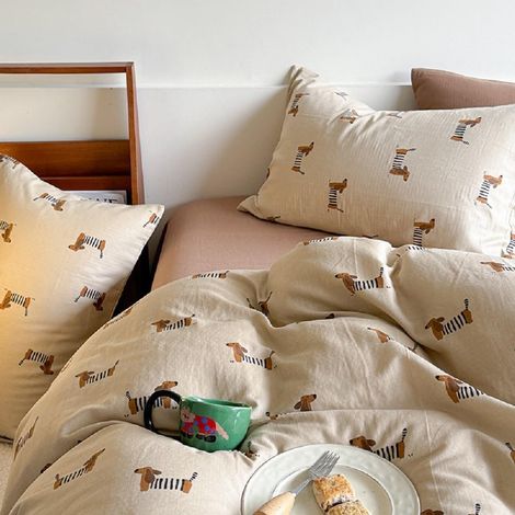 Housse de Couette 220x240 Teckel Marron Ado Adultes Parure de Lit 2 Personnes avec Fermeture Éclair Housse Couette en Microfibre avec 2 Taies d'oreiller 65x65 cm (1/5)