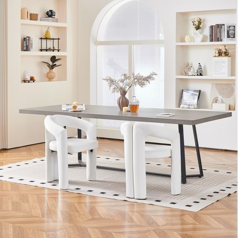 Esszimmerstuhl 2er-Set in Beige aus Samt mit Armlehnen, belastbar bis 150 kg (1/5)