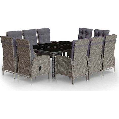 Maison Exclusive - Set Pranzo da Giardino 11pz in Polyrattan Grigio (1/5)