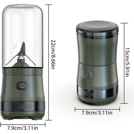 Moulin café portable presse-agrumes broyeur glace 3 en 1 – Haute vitesse 18000BPM compact camping vert, cuisine (1/5)
