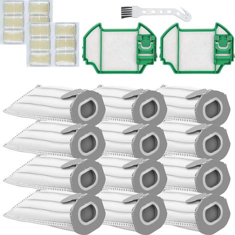 Lot de 12 sacs lutin+2 filtres Hepa +12 parfums+1 brosses multi-usages-pièces aspirateur compatibles avec aspirateur Vorwerk Folletto VK7 FP7 VK7S FP7S (1/5)