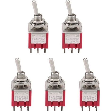 5Pcs Interrupteur à Bascule à 3PDT 9 Broches 6mm 2A / 250VAC 5A / 120VAC ON-ON 2 Position (1/5)