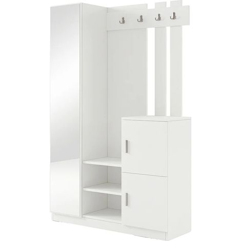 Vestiaire avec 3 portes et 1 miroir - Blanc - MIROTA (1/5)