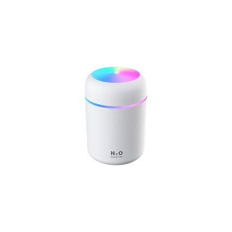 Humidificateur d'air, Mini Humidificateur avec 2 Mode Brume Réglable, Arrêt Automatique et Veilleuse Colorée, USB Humidificateur Portable pour Auto Maison Bureau Chambre(Blanc)