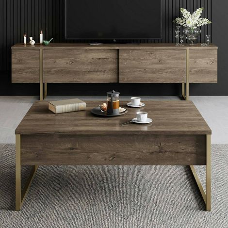 Set Mobili da Soggiorno Mornasco, Modulabile, 2 Ante, 2 Vani, Marrone Noce (1/5)