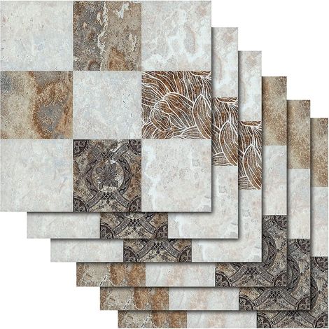 12 Pices 20x20cm(marbre) Stickers Carrelage Auto-adhsif Impermable Marbre Carrelage Autocollant Sticker Dcoration Mural Pour Cuisine Salle De Bai (1/5)