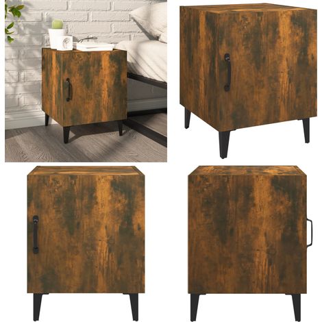 Mesita de noche madera contrachapada color roble ahumado - Madera contrachapada - Roble ahumado