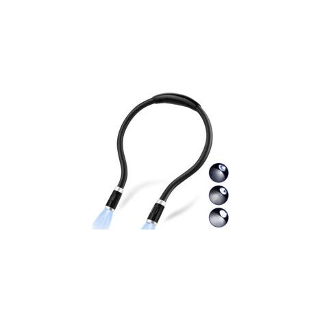 Lámpara de lectura LED recargable, luz de lectura para el cuello para leer en la cama, súper flexible y manos libres, 3 niveles de brillo ajustables - Crezuo