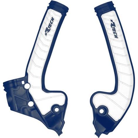 RACETECH (RTECH) 2025/12 PROTECTORES CHASIS (JUEGO) BIMATERIAL SUPER GRIP HUSQVARNA TC 85 '18-'24 COLOR AZUL / BLANCO