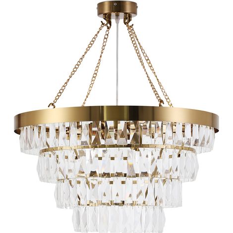Lampe de plafond en cristal - Lustre suspension - Loraine Doré (1/5)