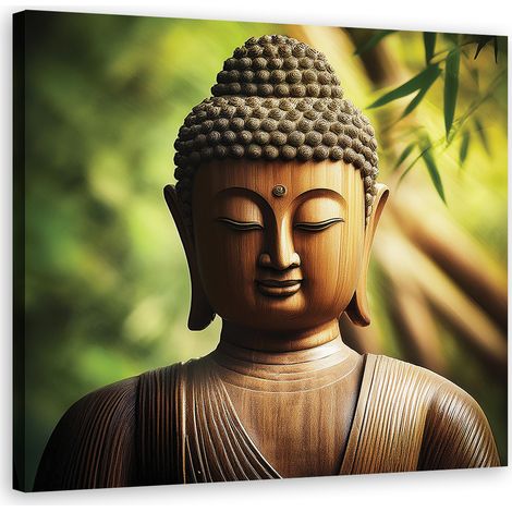 Quadro su tela, Statua di Buddha Zen - 30x30 (1/5)