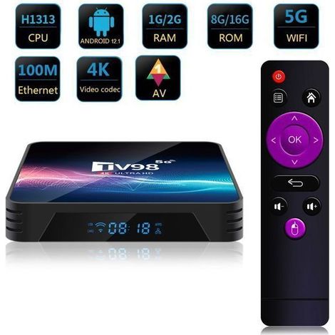 TV98 Android TV Box Android 12 TV Box H616 Quad-Core 2 G + 16 G - 2.4G&5G - Netflix Google Store Boite multimedia box Android-A1-Ywey (1/4)