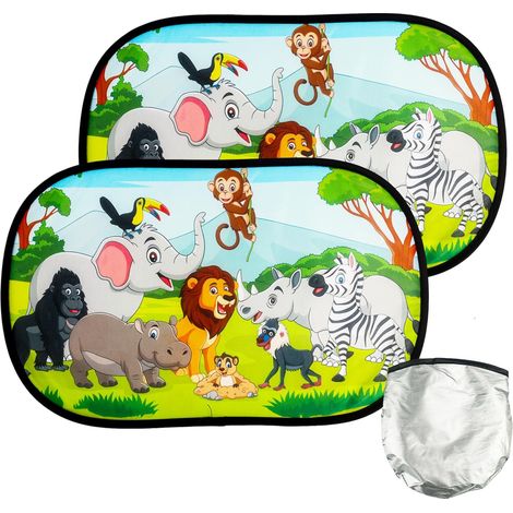2PCS Pare-Soleil Voiture Avec Protection, Pare Soleil Voiture Enfants, 51x31cm Pare-Soleil Fenêtre Voiture, Pare Brise Vitres Latérales Con 8 Ventouses (1/5)