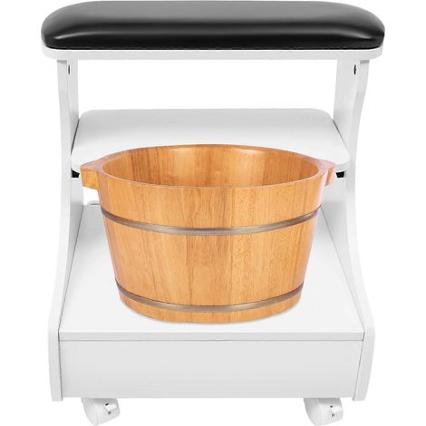 Tabouret de bain de pieds sur pied repose-pieds meuble de pédicure et manucure chariot pour bain de pieds noir (1/5)