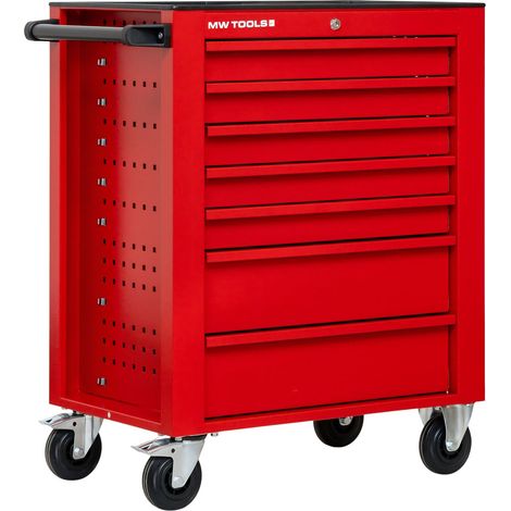 Mw Tools – Servante d'atelier roulante 7 tiroirs rouges en acier soudé – Hauteur 960 mm – Roues Ø125 mm – Charge max 40 kg – GW107R (1/5)