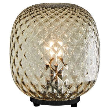 Oban Lampada da Tavolo Nera con Diffusore in Vetro Soffiato a Mano Effetto Balloton Finitura Bronzo - Attacco E27 Rossini Group (1/5)