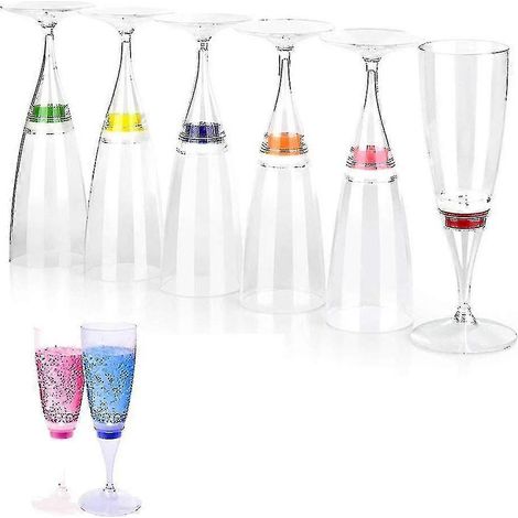 6 flûtes à champagne à LED clignotantes activées par l'eau (1/5)