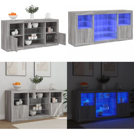 Sideboard mit LED-Leuchten Grau Sonoma 142,5x37x67 cm - Sideboard - Holzwerkstoff (1/5)