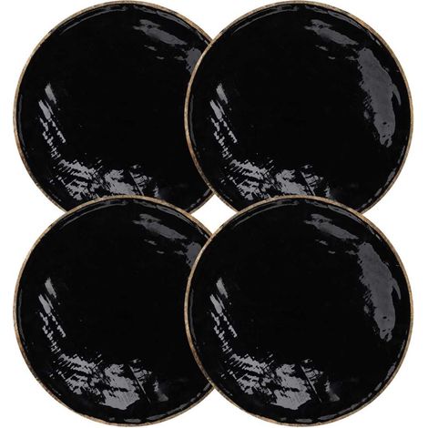 Lot de 4 Sous-Assiette Ø35cm en Manguier Naturel et Noir - AZURA