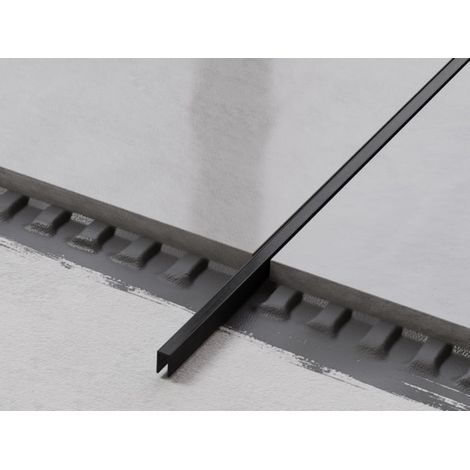Edelstahl Erdungsanschluss U-Profil für Fliesen 0.5cm x 244cm - Satiniertes Schwarz (1/3)