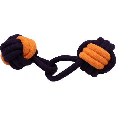 Bubu Pets  Corda giocattolo per cani con due palline intrecciate ARANCIONE NEON 22cm - Corda giocattolo per cani con due palline intrecciate ARANCIONE NEON 22cm
