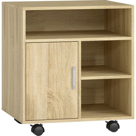 Auoaès support imprimante roulettes bois naturel (1/5)