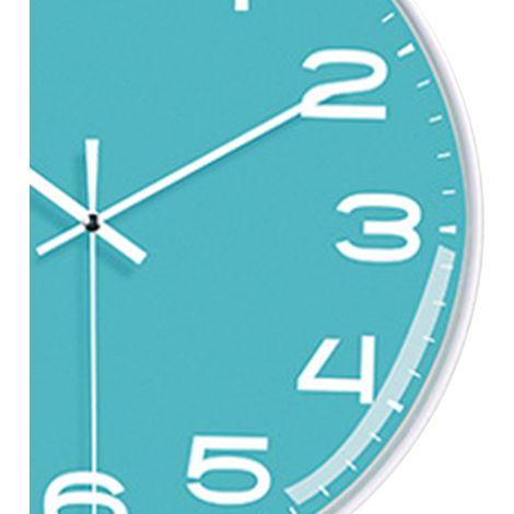 Horloge murale de salon de 12 pouces, design simple, horloge en plastique pour la maison, horloge à quartz silencieuse, usine d'exportation, G2001, cadran vert, cadre blanc. (1/5)