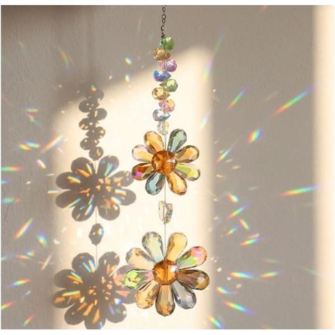 Attrape-soleil en cristal, prisme fleur pour fenêtre, arc-en-ciel, décoration suspendue intérieur/extérieur (1/5)