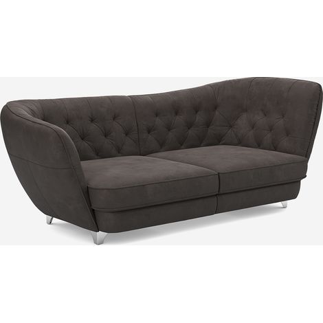 3-Sitzer Sofa modernes Design Kapitoniert Extravaganter Wohnstil Cervinia - Dunkel Grau (1/5)