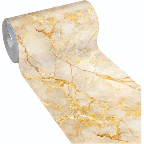 Tappeto Cucina Antimacchia Stampa HD Alta Definizione Passatoia Gomma Moderna Marmo Oro - 51x100 cm