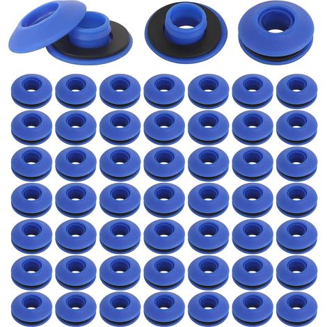 Lot de 50 œillets en plastique bleu pour bâche - Universels - 27 x 27 x 10 mm - Résistant aux intempéries - PP - Imperméables - Pour camping, pique-nique, urgence (1/5)