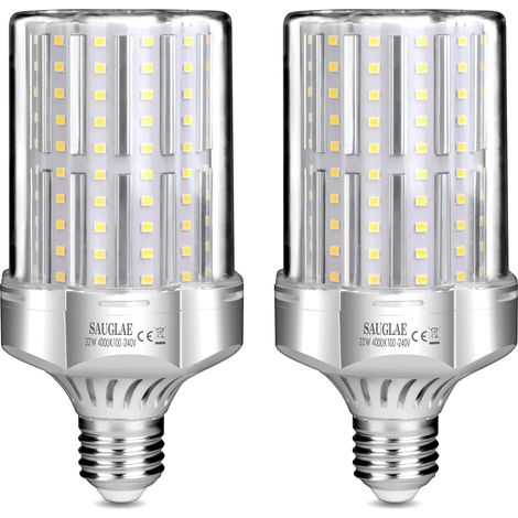 Ampoules LED 32W, Équivalent 260W Ampoule Incandescente, 3600Lm, 4000K Blanc Neutre, Ampoules à E27 Vis Edison, 2 Pièces (1/5)