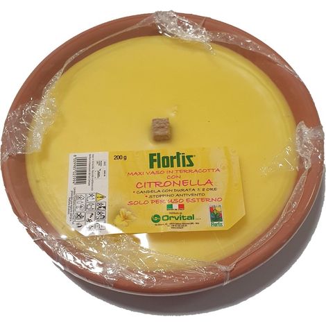 Candela antizanzare alla citronella in maxi vaso di terracotta, 1 pz, terracotta