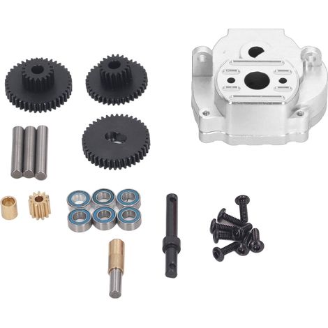 Boîte de vitesses en alliage d'aluminium avec engrenages en acier pour Traxxas 1/18 TRX4M, carter de transmission de rechange, pièce de tuning argentée (1/5)