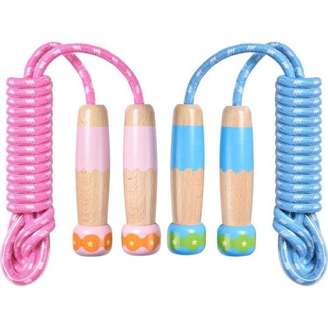 Ensemble de cordes à sauter,2 pièces,2,5 mètres,Longueur ajustable,Poignées en bois,Convient aux enfants à partir de 5 ans (1/5)