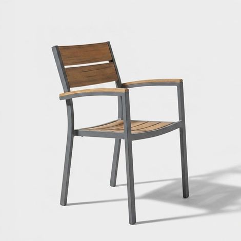 Fauteuil de jardin avec accoudoirs en aluminium Cayman - Taupe