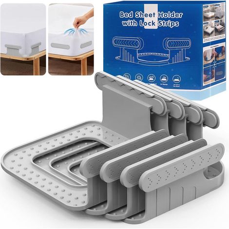 Lot de 4 tendeurs de draps avec bandes de fixation pour matelas de plus de 7,6 cm d'épaisseur
