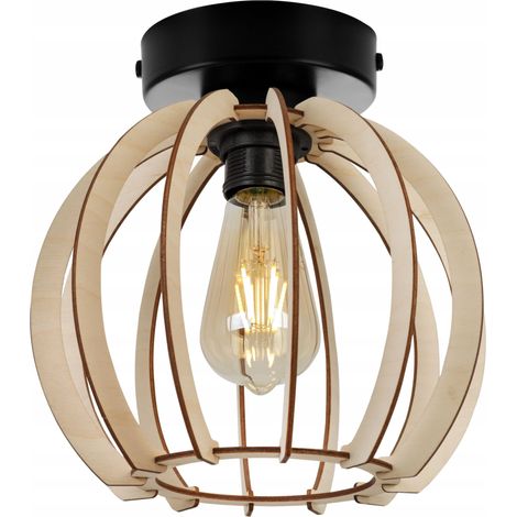 Moderne LED-Deckenpendelleuchte aus Holz (1/5)
