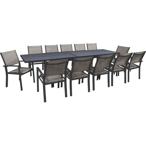Ausziehbare Gartenmöbel zum Essen "Lagos" - 200/320 x 105 x 76 cm - 12 Stühle - Taupe